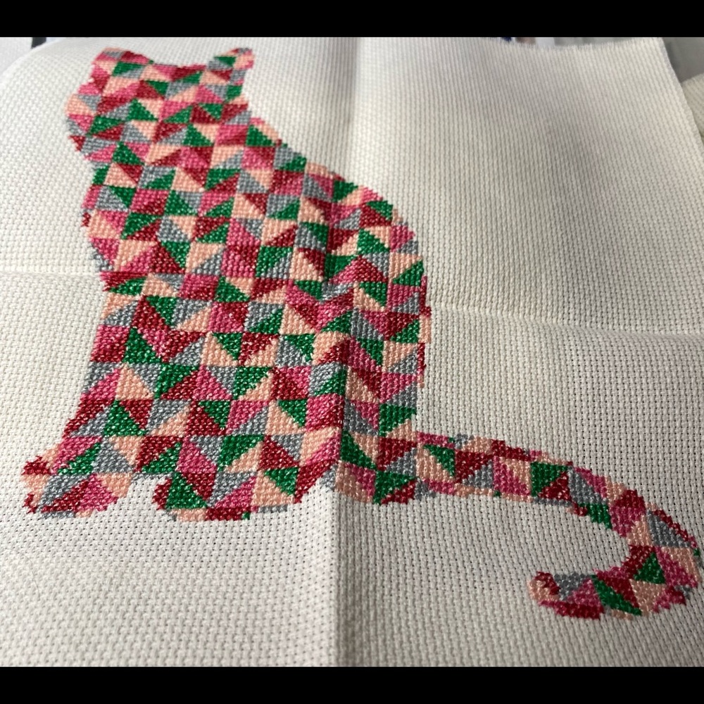 Cross stitch quilted cat #424